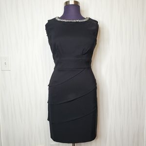 Connected Apparel black dress with embellished neckline size 16